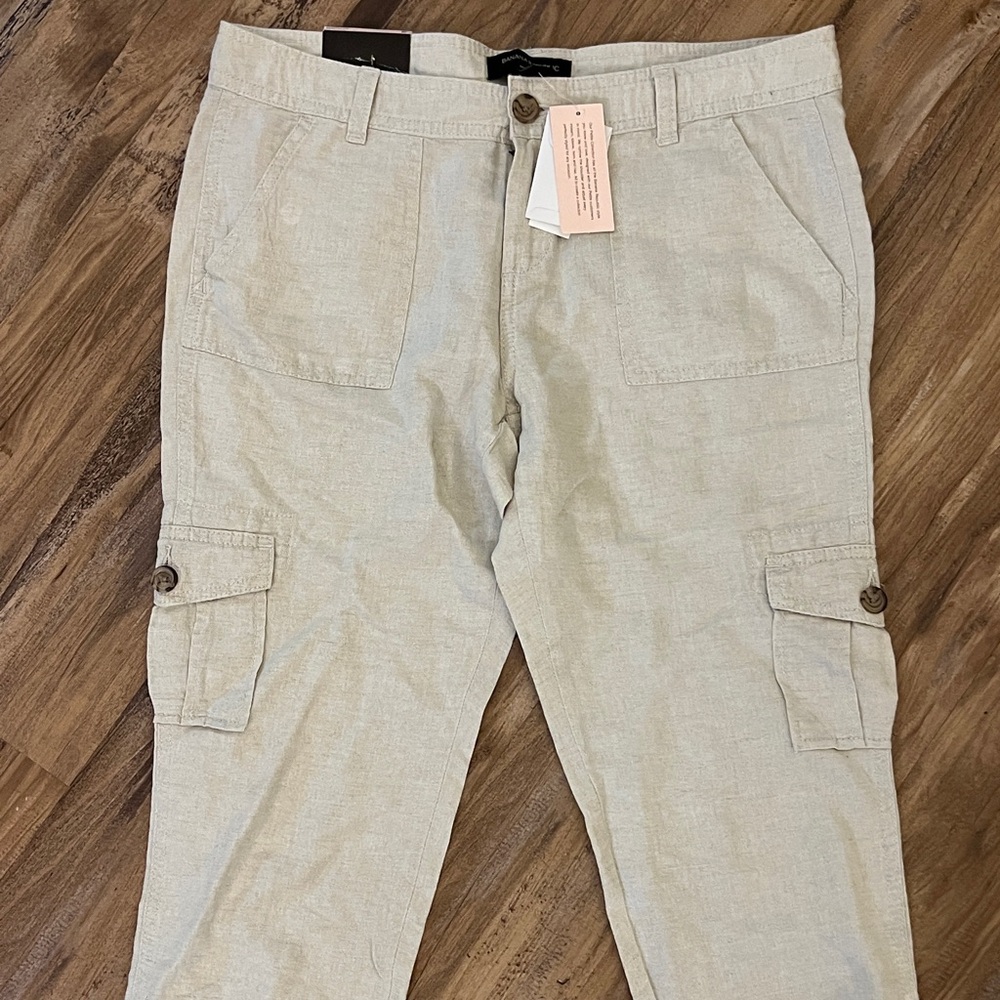 NEW NWT Banana Republic Martin Fit 8P 8 Petite Linen Blend Cargo Pants